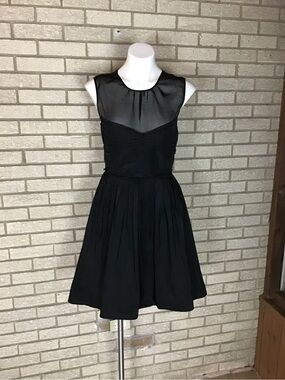 club monaco button back vent dress Club Monaco Button Back Vent navy blue shift dress sheath midi career new 0